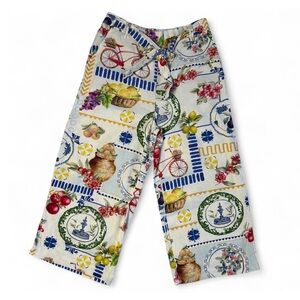 Rachel‎ Zoe Linen/rayon High Rise Crop Wide Leg Pull-on Colorful Pants